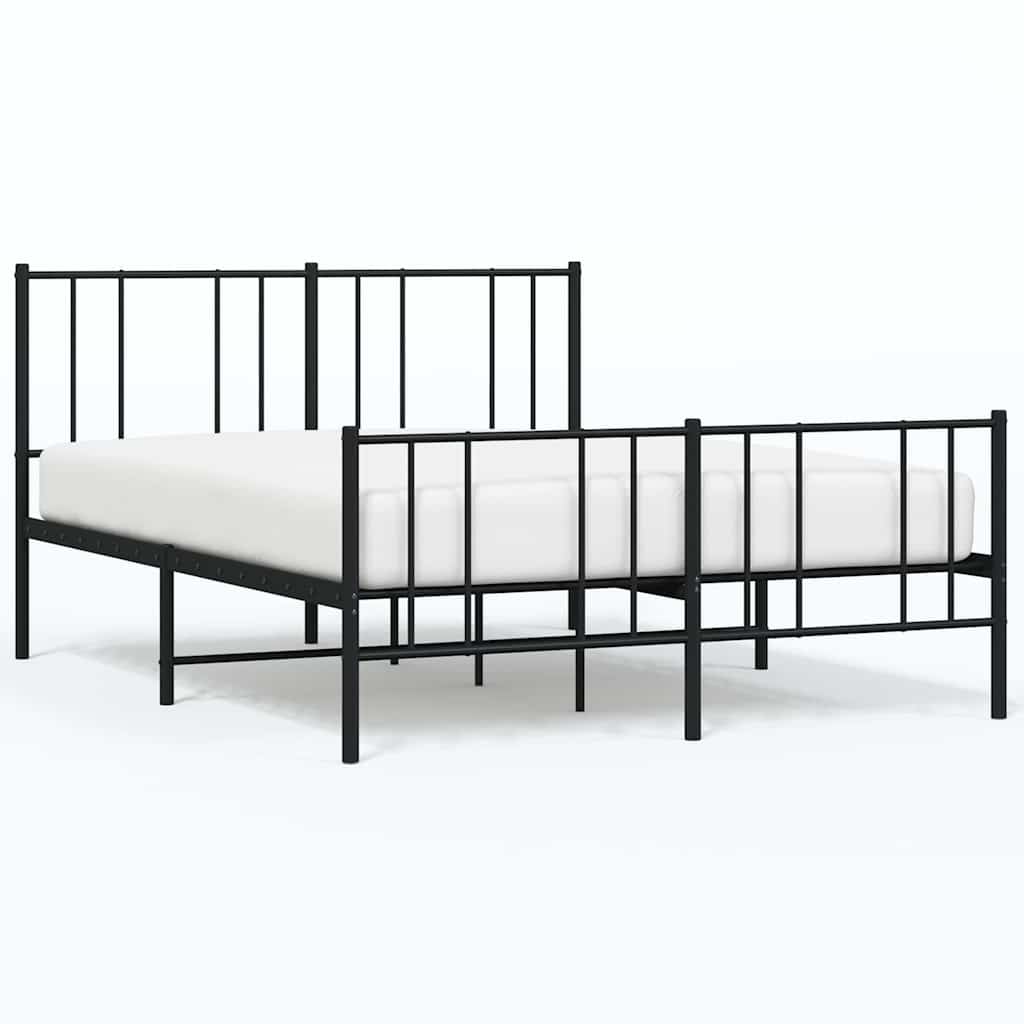 sengeramme med sengegavl og fodgærde 120x190 cm metal sort