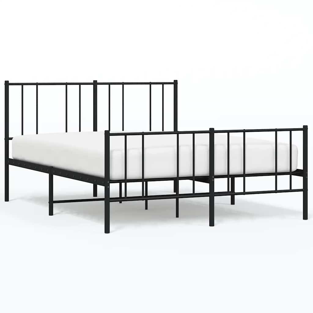 sengeramme med sengegavl og fodgærde 120x200 cm metal sort