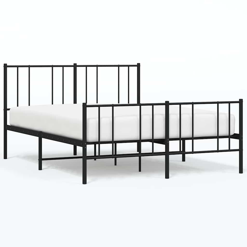sengeramme med sengegavl og fodgærde 135x190 cm metal sort