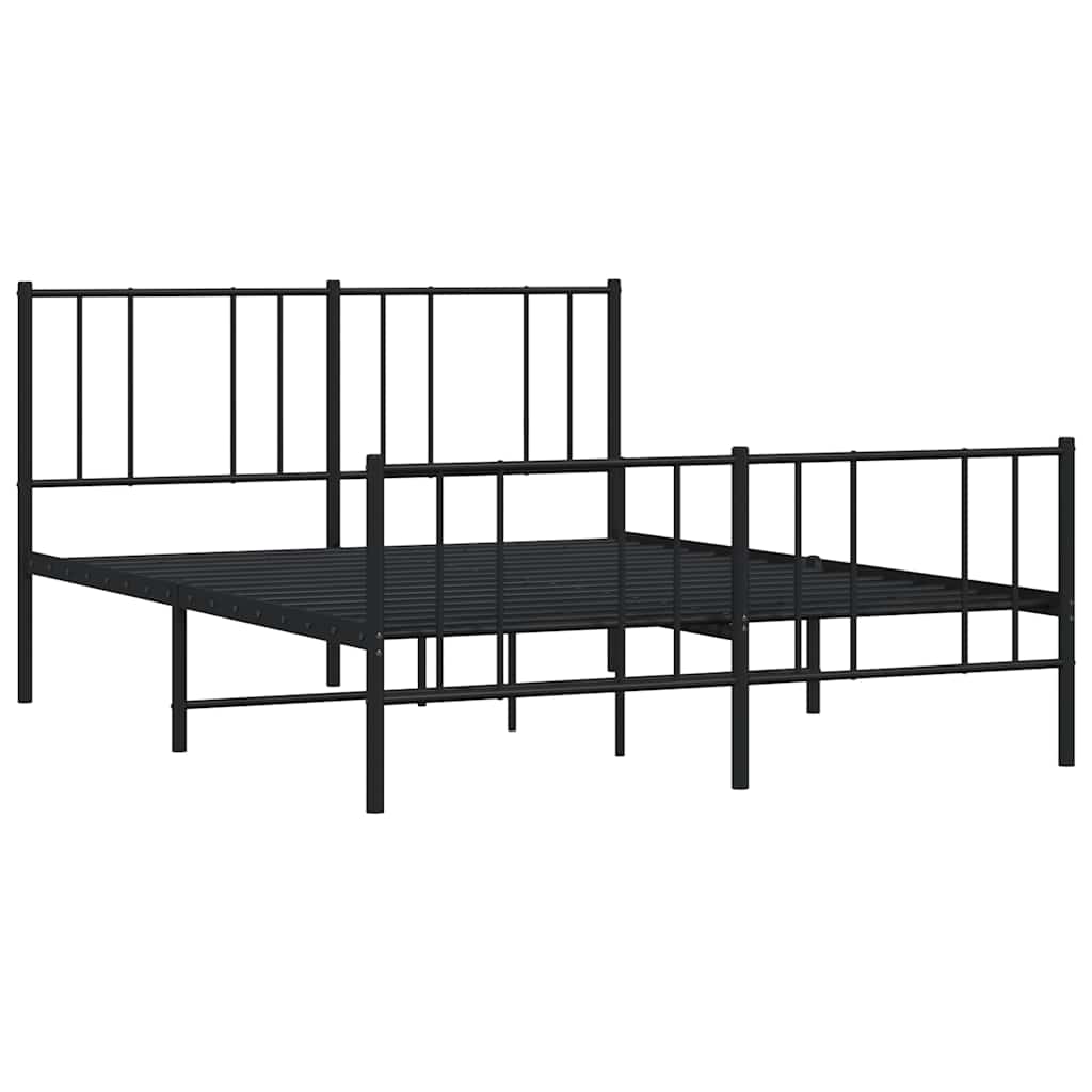sengeramme med sengegavl og fodgærde 135x190 cm metal sort
