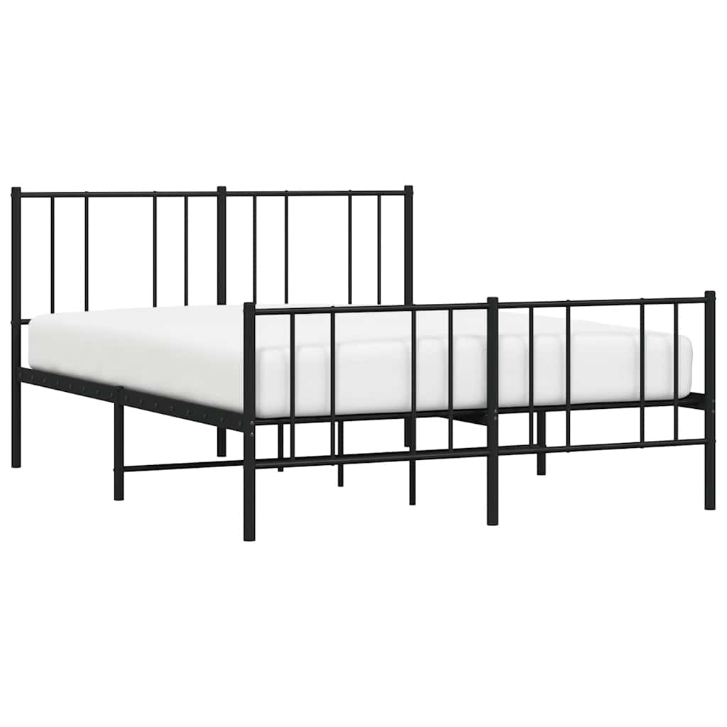 sengeramme med sengegavl og fodgærde 135x190 cm metal sort