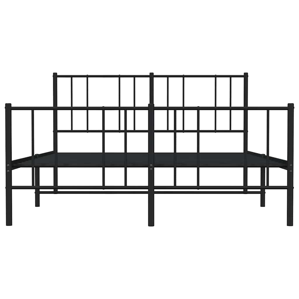 sengeramme med sengegavl og fodgærde 135x190 cm metal sort