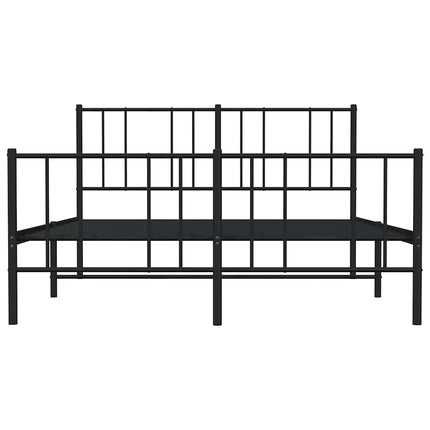 sengeramme med sengegavl og fodgærde 135x190 cm metal sort
