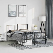 sengeramme med sengegavl og fodgærde 135x190 cm metal sort