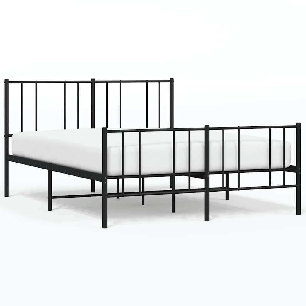 sengeramme med sengegavl og fodgærde 140x200 cm metal sort