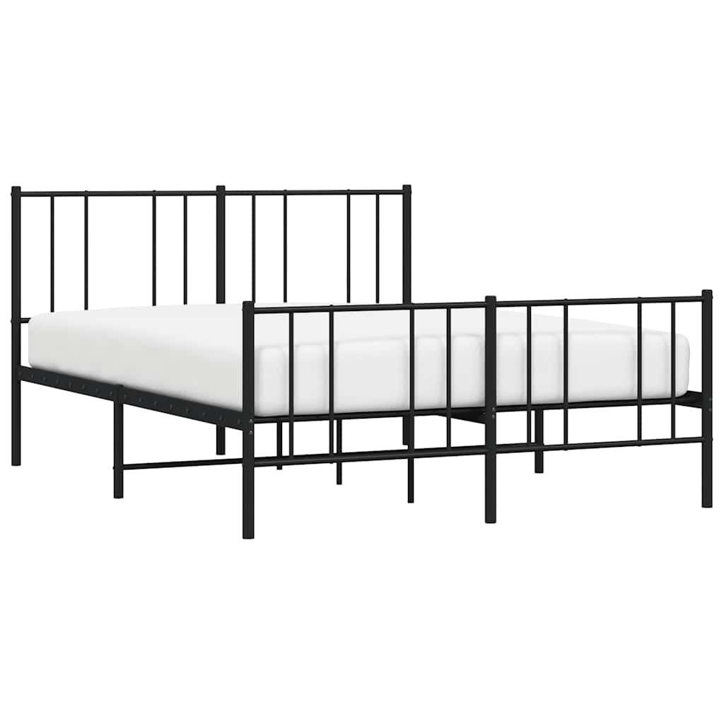 sengeramme med sengegavl og fodgærde 140x200 cm metal sort