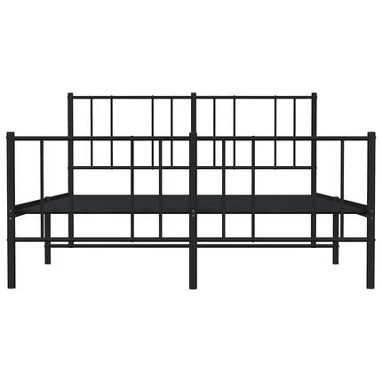 sengeramme med sengegavl og fodgærde 150x200 cm metal sort