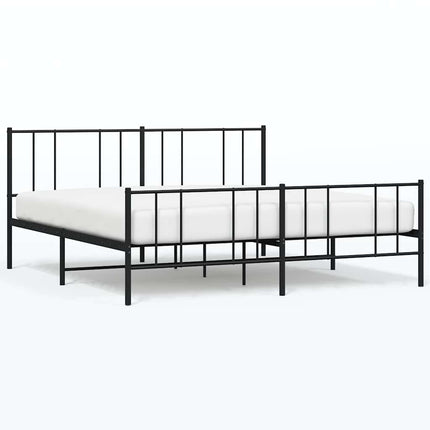 sengeramme med sengegavl og fodgærde 193x203 cm metal sort