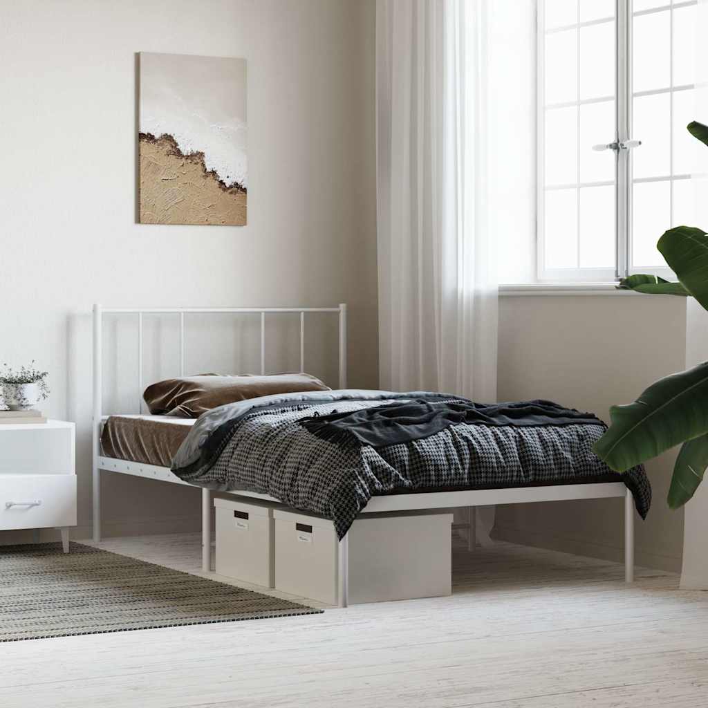 sengeramme med sengegavl 90x190 cm metal hvid