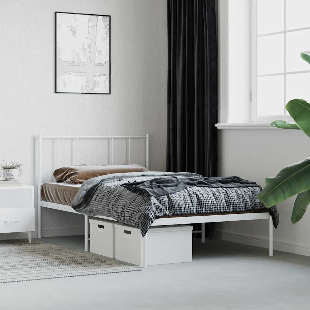 sengeramme med sengegavl 90x190 cm metal hvid