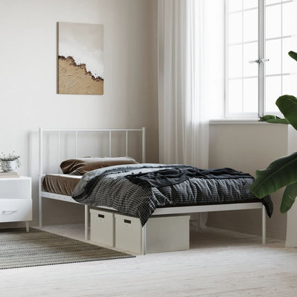 sengeramme med sengegavl 100x190 cm metal hvid