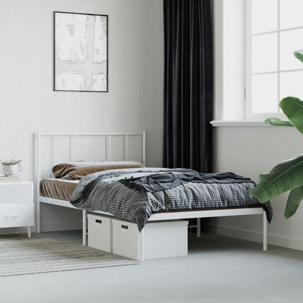 sengeramme med sengegavl 100x190 cm metal hvid