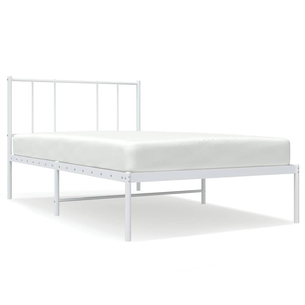 sengeramme med sengegavl 100x200 cm metal hvid