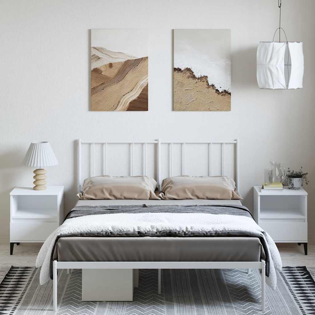 sengeramme med sengegavl 135x190 cm metal hvid