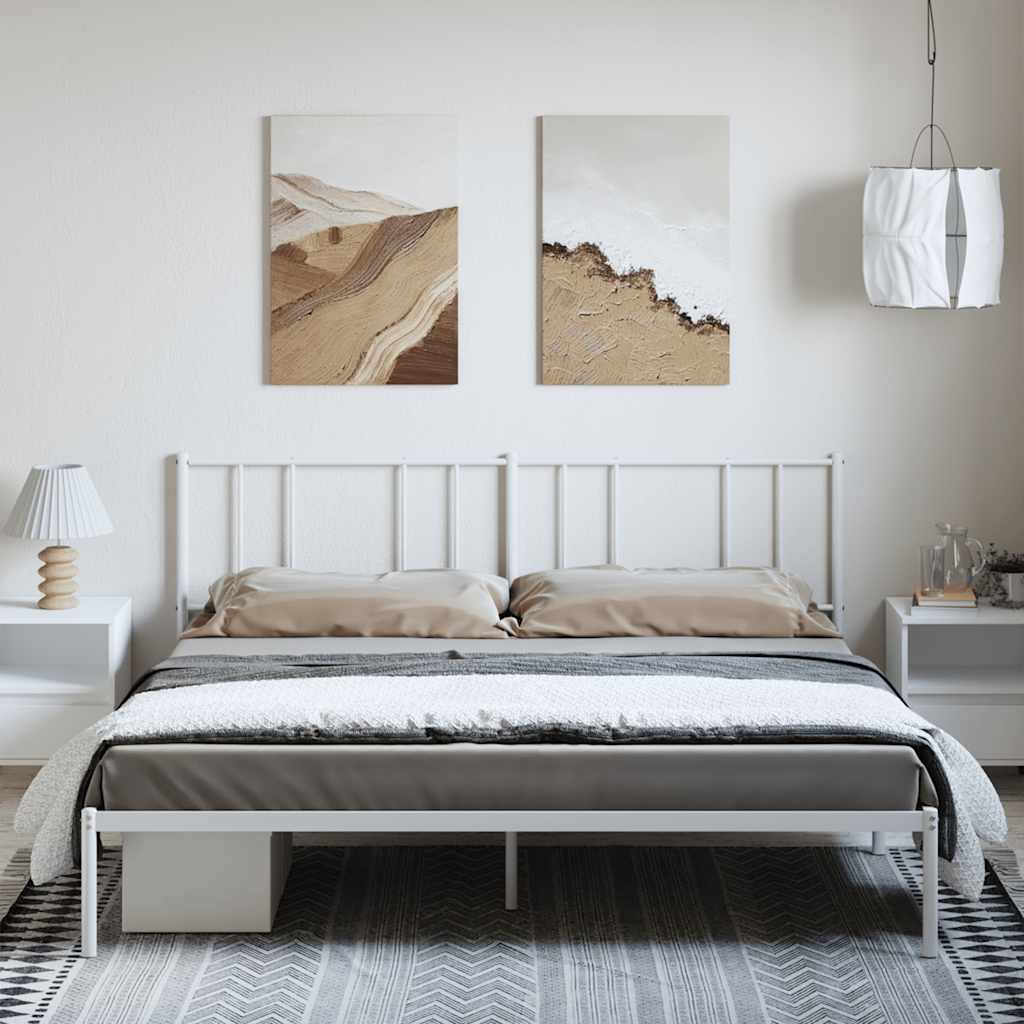 sengeramme med sengegavl 193x203 cm metal hvid