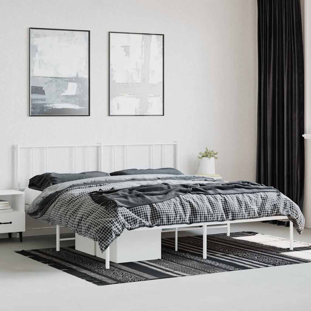 sengeramme med sengegavl 200x200 cm metal hvid