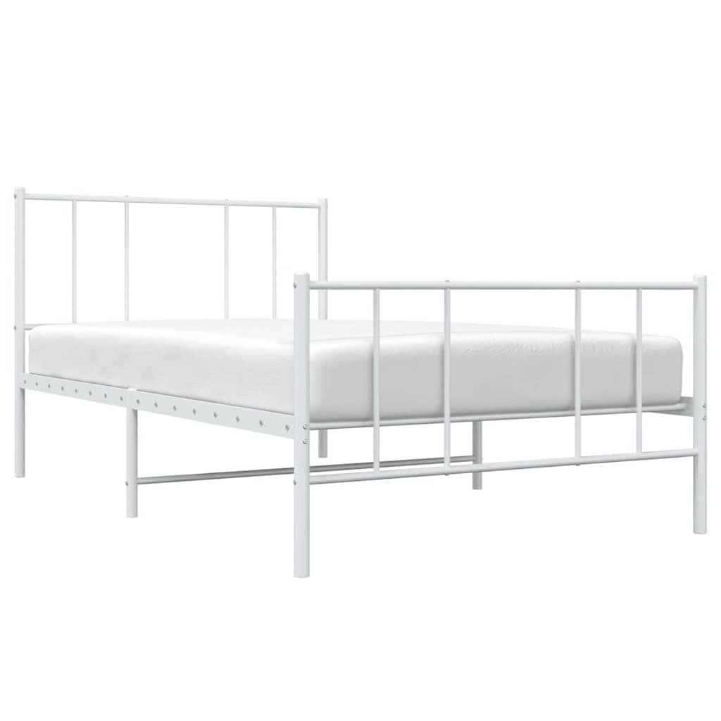 sengeramme med sengegavl og fodgærde 75x190 cm metal hvid