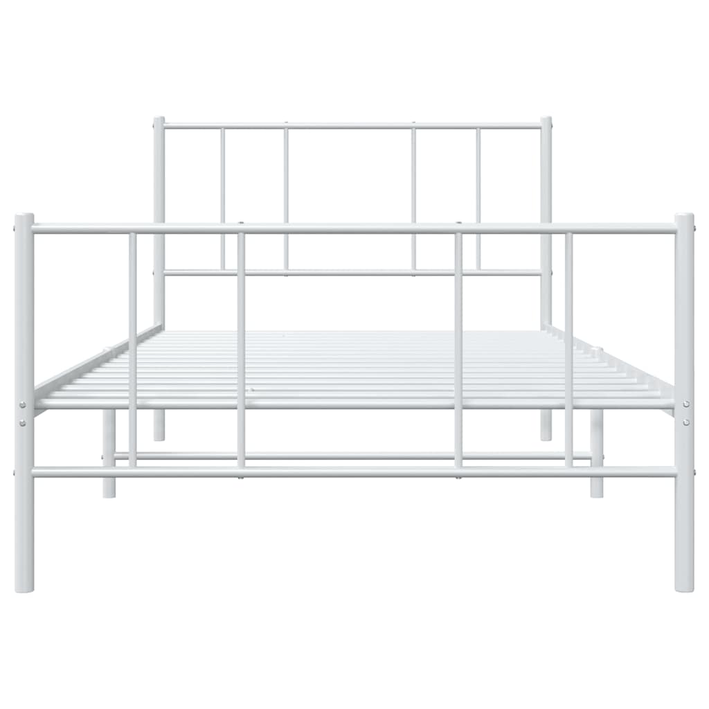 sengeramme med sengegavl og fodgærde 75x190 cm metal hvid