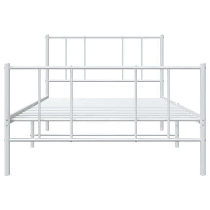 sengeramme med sengegavl og fodgærde 75x190 cm metal hvid