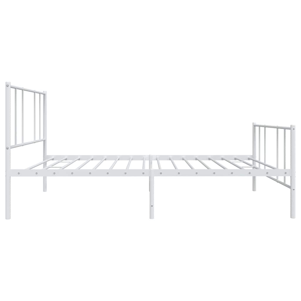 sengeramme med sengegavl og fodgærde 75x190 cm metal hvid