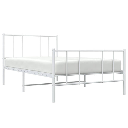 sengeramme med sengegavl og fodgærde 80x200 cm metal hvid