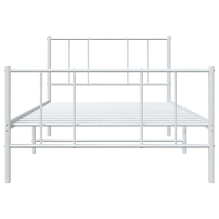 sengeramme med sengegavl og fodgærde 90x190 cm metal hvid