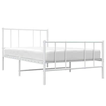sengeramme med sengegavl og fodgærde 90x200 cm metal hvid