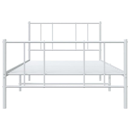 sengeramme med sengegavl og fodgærde 90x200 cm metal hvid