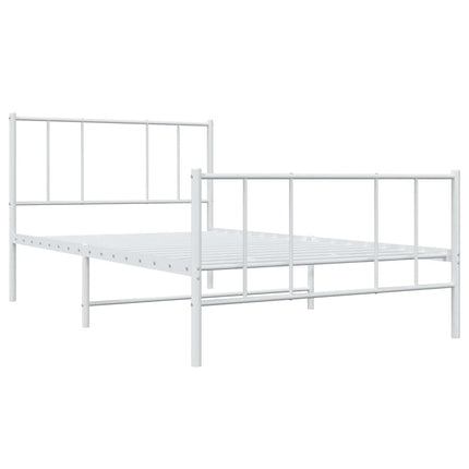 sengeramme med sengegavl og fodgærde 100x190 cm metal hvid