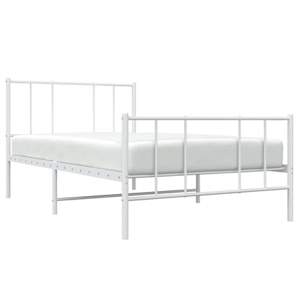 sengeramme med sengegavl og fodgærde 100x190 cm metal hvid