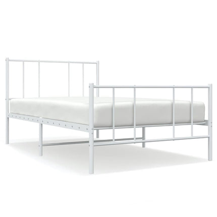 sengeramme med sengegavl og fodgærde 107x203 cm metal hvid