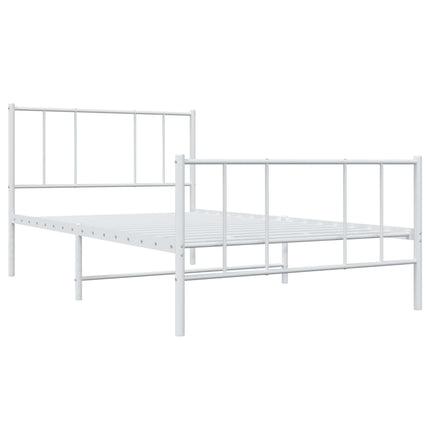 sengeramme med sengegavl og fodgærde 107x203 cm metal hvid