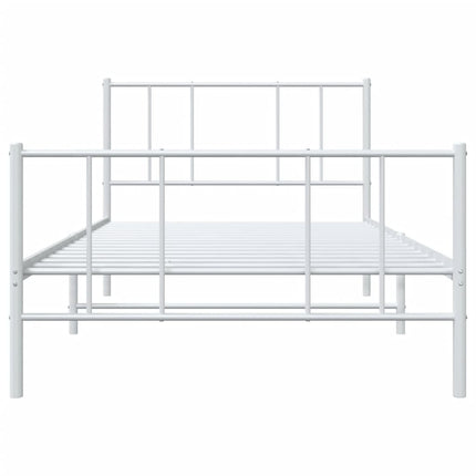 sengeramme med sengegavl og fodgærde 107x203 cm metal hvid