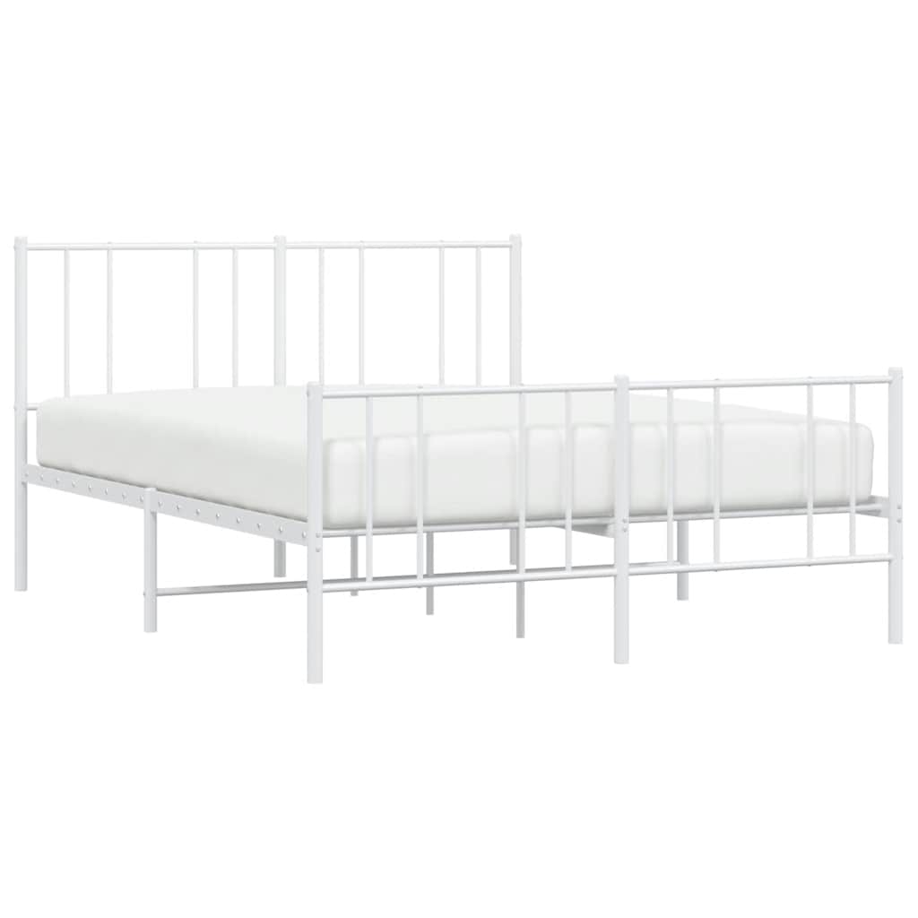 sengeramme med sengegavl og fodgærde 120x200 cm metal hvid