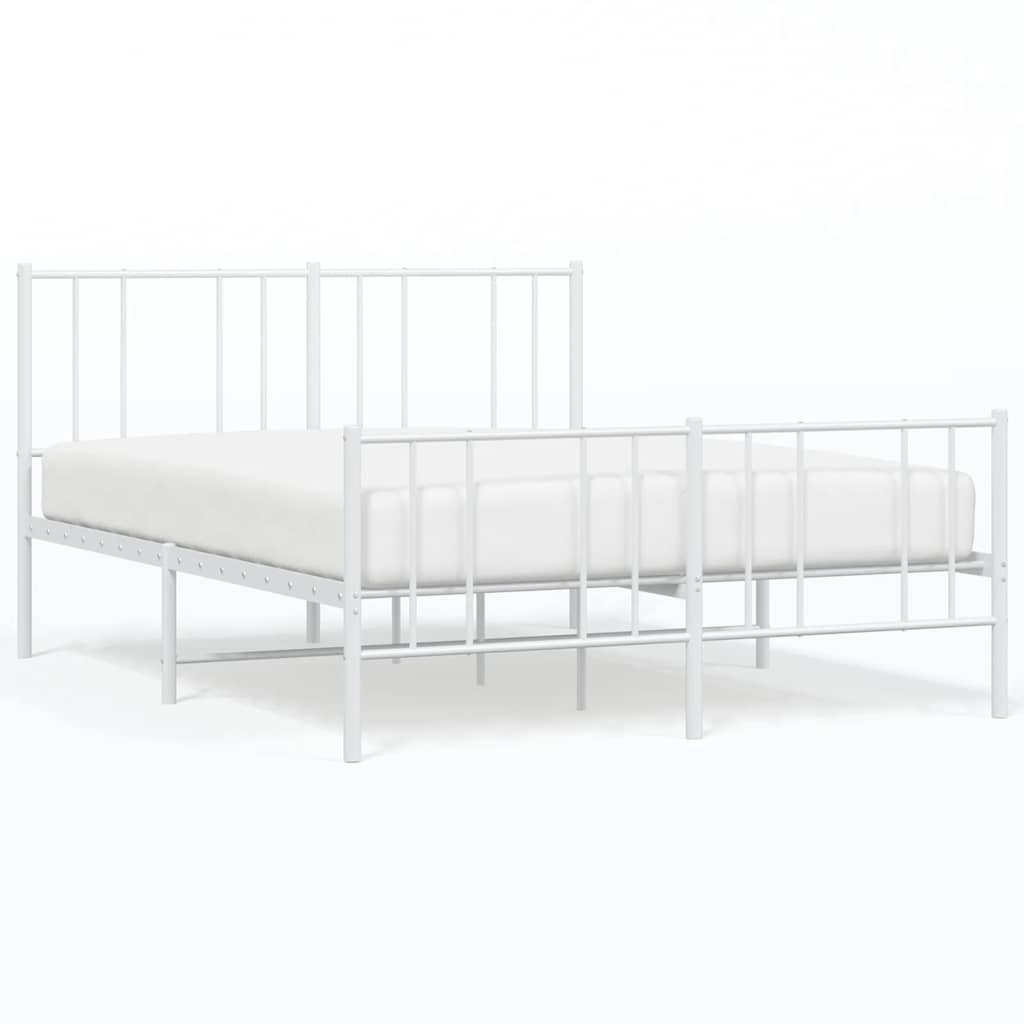 sengeramme med sengegavl og fodgærde 135x190 cm metal hvid