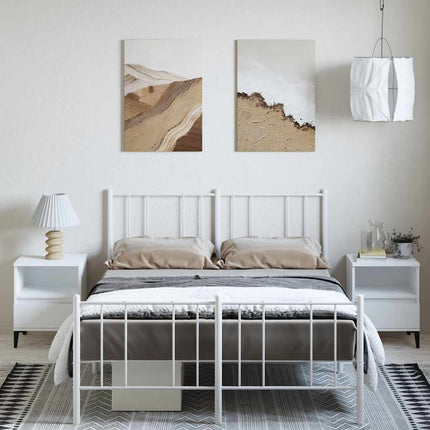 sengeramme med sengegavl og fodgærde 150x200 cm metal hvid