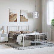 sengeramme med sengegavl og fodgærde 150x200 cm metal hvid