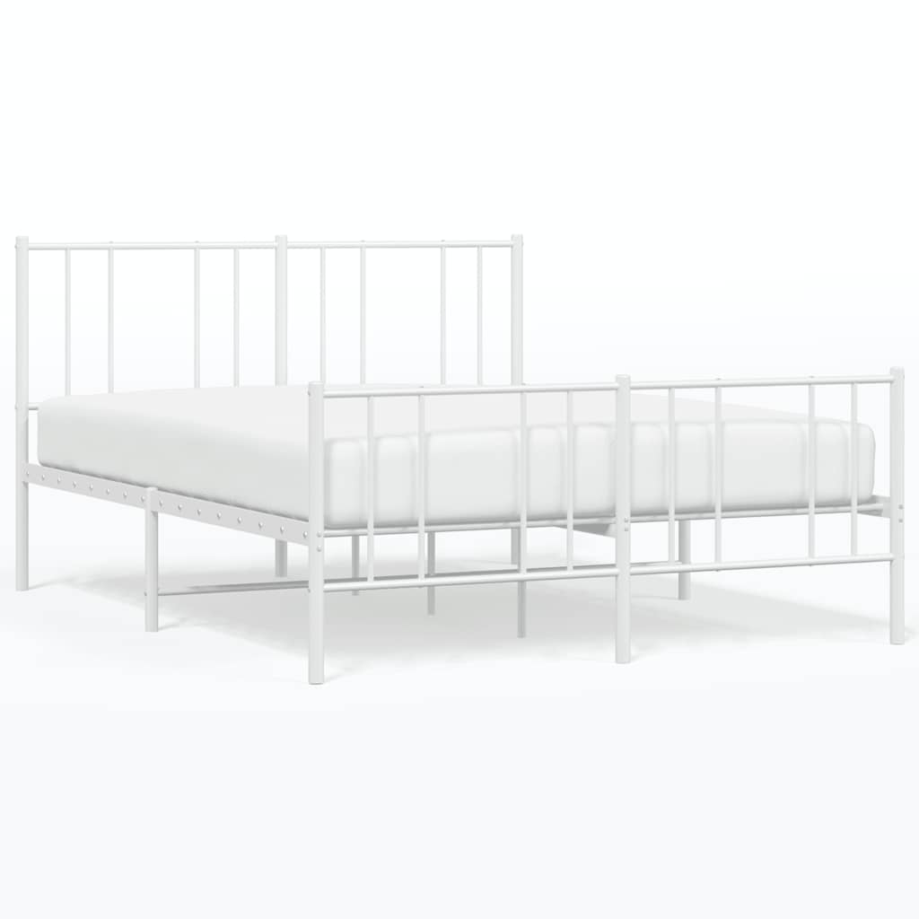 sengeramme med sengegavl og fodgærde 160x200 cm metal hvid