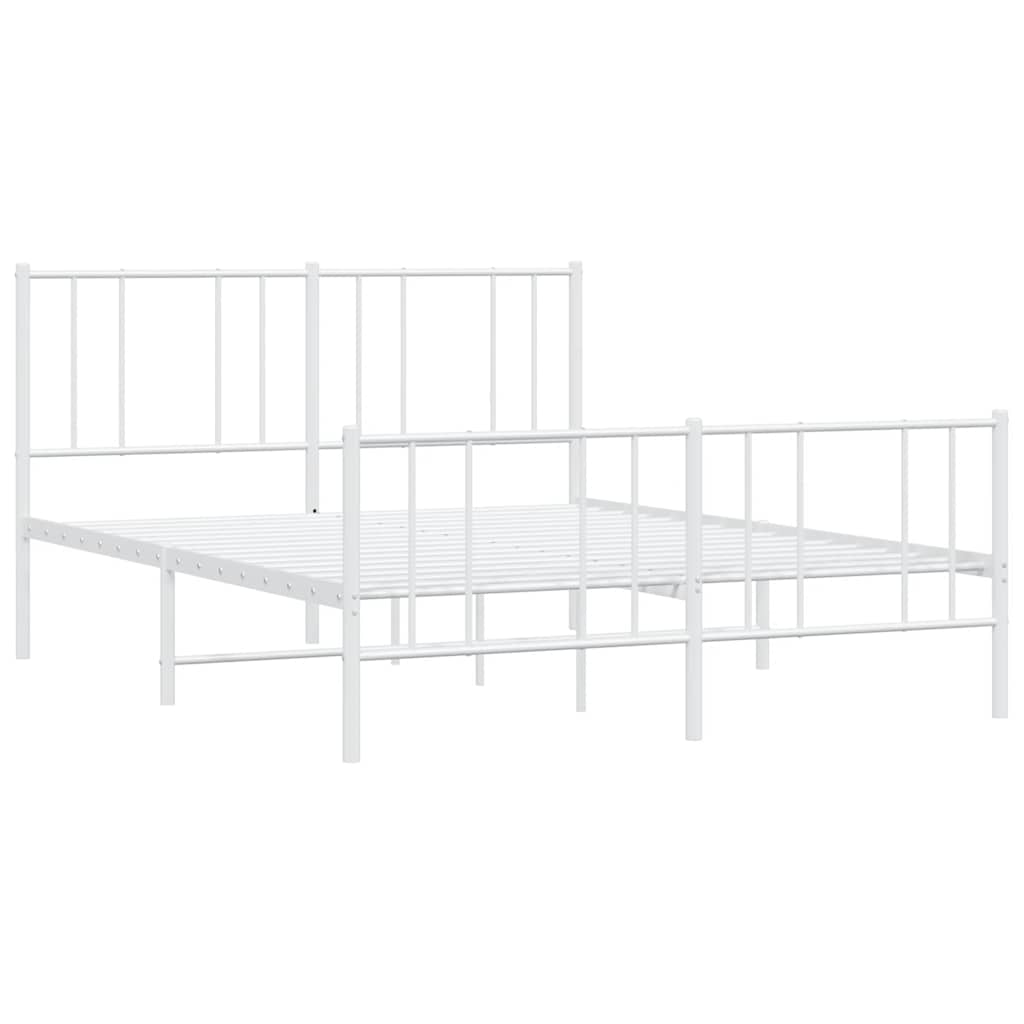sengeramme med sengegavl og fodgærde 160x200 cm metal hvid