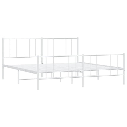 sengeramme med sengegavl og fodgærde 183x213 cm metal hvid