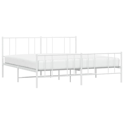 sengeramme med sengegavl og fodgærde 183x213 cm metal hvid