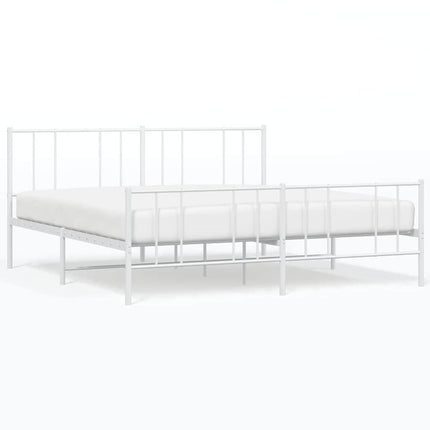 sengeramme med sengegavl og fodgærde 193x203 cm metal hvid