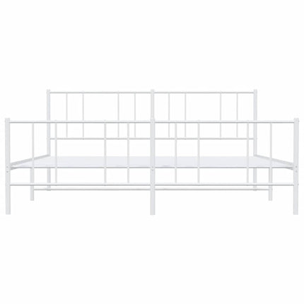 sengeramme med sengegavl og fodgærde 193x203 cm metal hvid