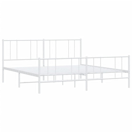 sengeramme med sengegavl og fodgærde 200x200 cm metal hvid