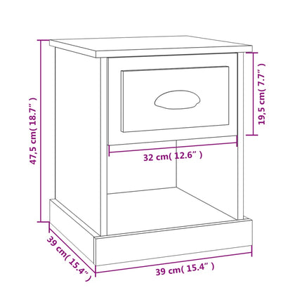 sengeborde 2 stk. 39x39x47,5 cm konstrueret træ sort