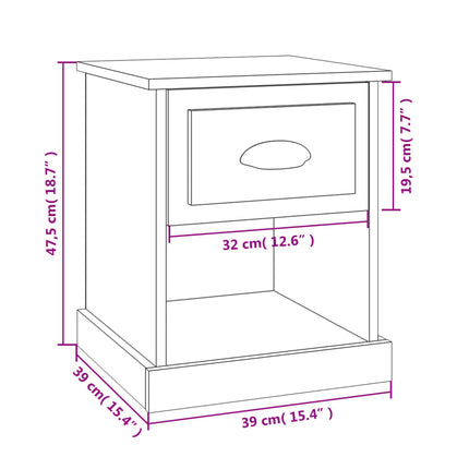 sengeborde 2 stk. 39x39x47,5 cm konstrueret træ røget eg
