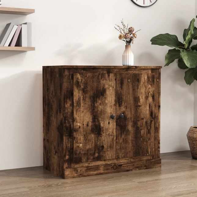 skænk 70x35,5x67,5 cm konstrueret træ røget egetræsfarve