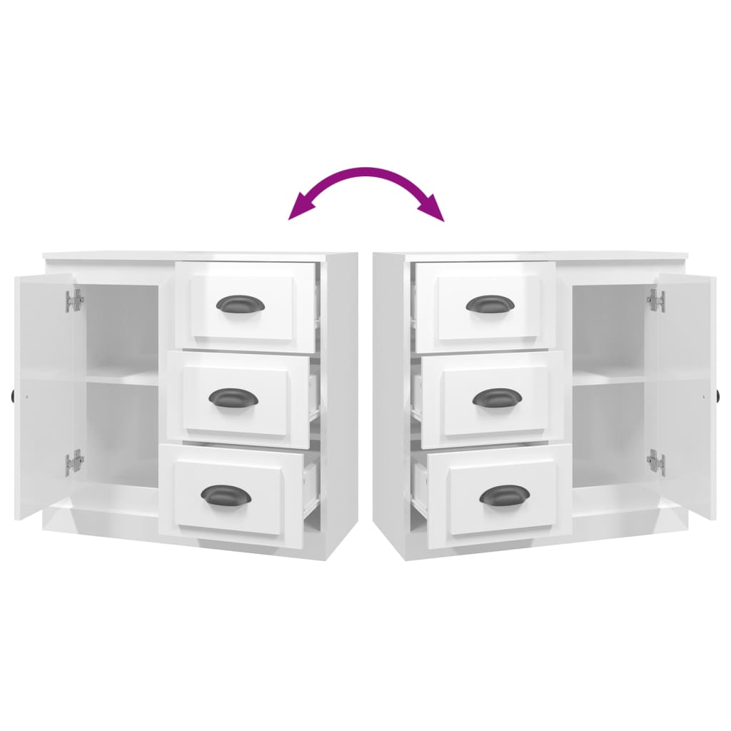 skænk 70x35,5x67,5 cm konstrueret træ hvid højglans