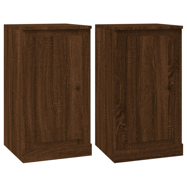 skænke 2 stk. 37,5x35,5x67,5 cm konstrueret træ brunt egetræ