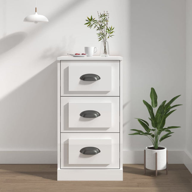 skænk 36x35,5x67,5 cm konstrueret træ hvid højglans